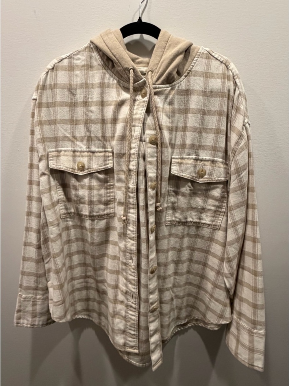 American Eagle 🦅 Plaid Hooded Button Up Shirt - Picture 2 of 4